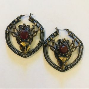 Lucky Brand Brass Deer Earrings